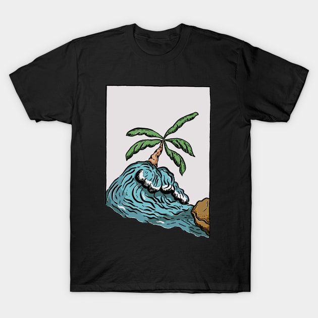 Summer Palm Holiday Sufr Vintage Illustration T-Shirt by Merchsides